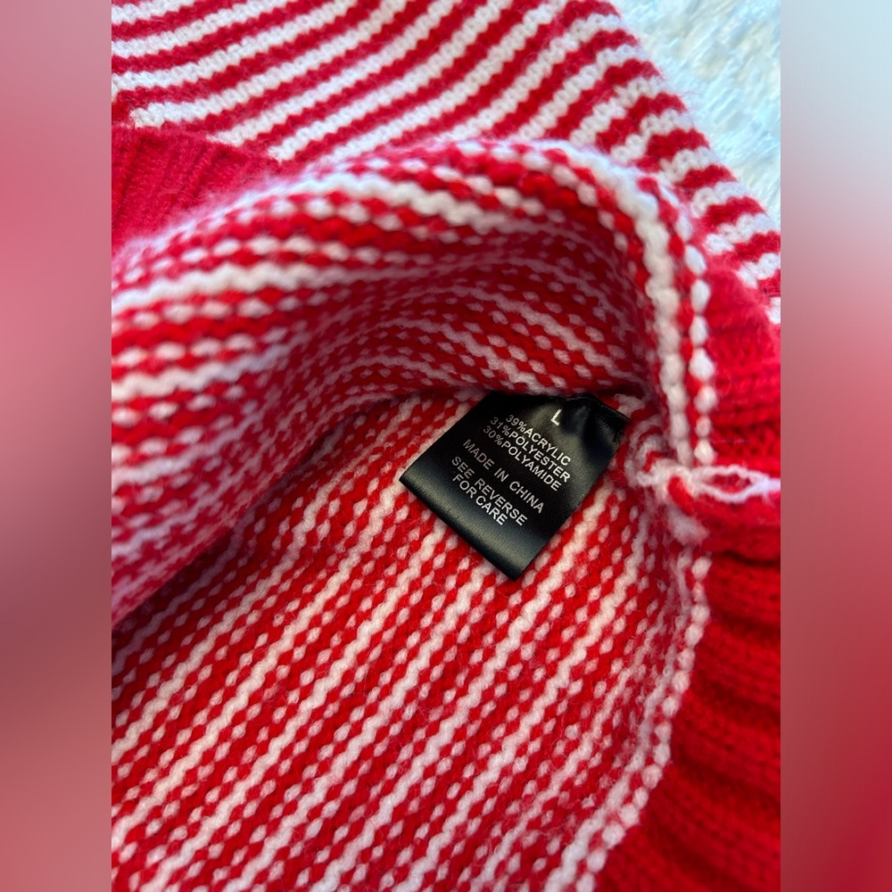 Super duper adorable red and white striped sweater! Size Large - Picture 8 of 12